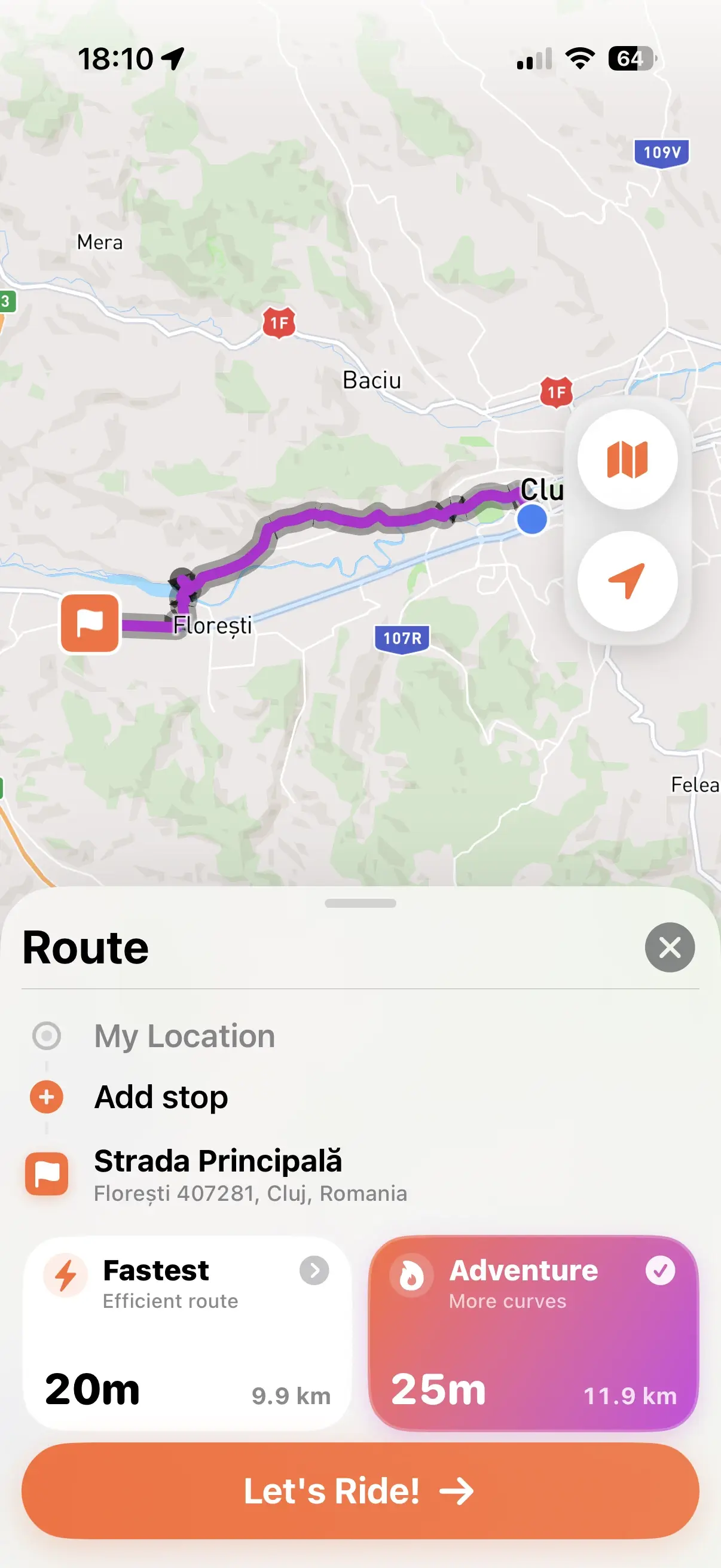 Comparing the fastest and the Adventure route in RiderUnion